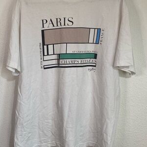 J Galt 1987 Paris Graphic White Short Sleeve Tee One Size 100% Cotton